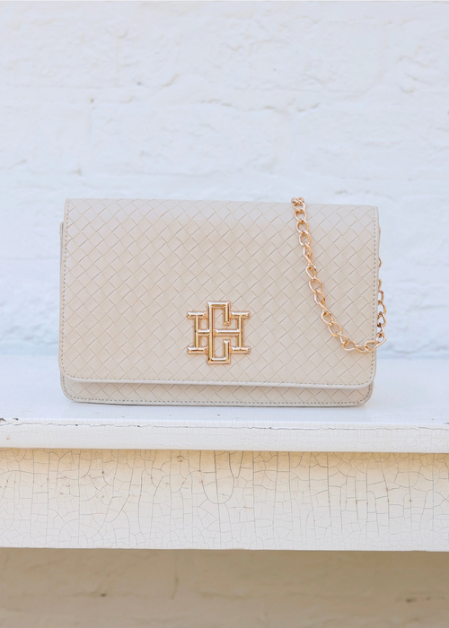 Caroline hill purse Bryn Clutch Crossbody - Woven Almond handbag