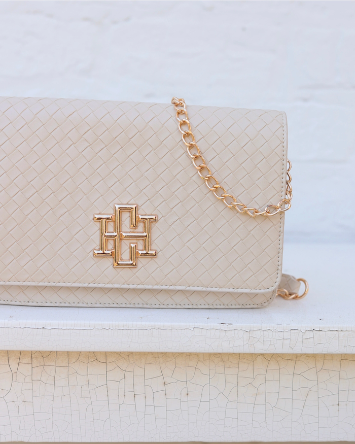 Bryn Clutch Crossbody - Woven Almond