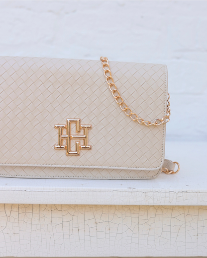 Bryn Clutch Crossbody - Woven Almond