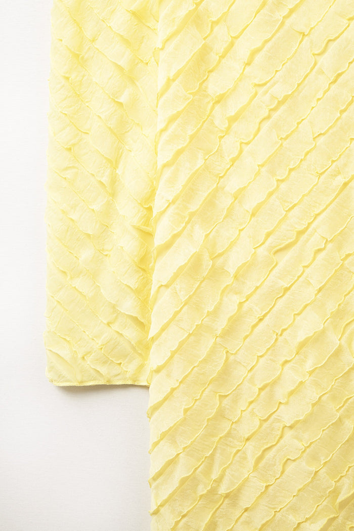 Butter Yellow Maxi Dress With Bias mini Ruffle Design - dress