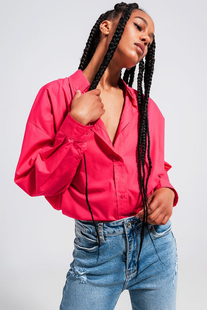 Button front shirt in Fuchsia - Shirts