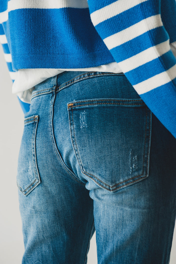 Button front straight jean - Denim