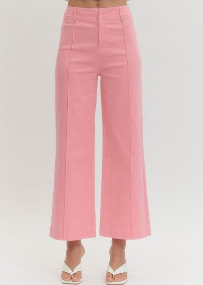 Can't Go Wrong Seam Wide Leg Pink Pant by entro spring