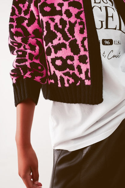 Cardi in fuchsia animal