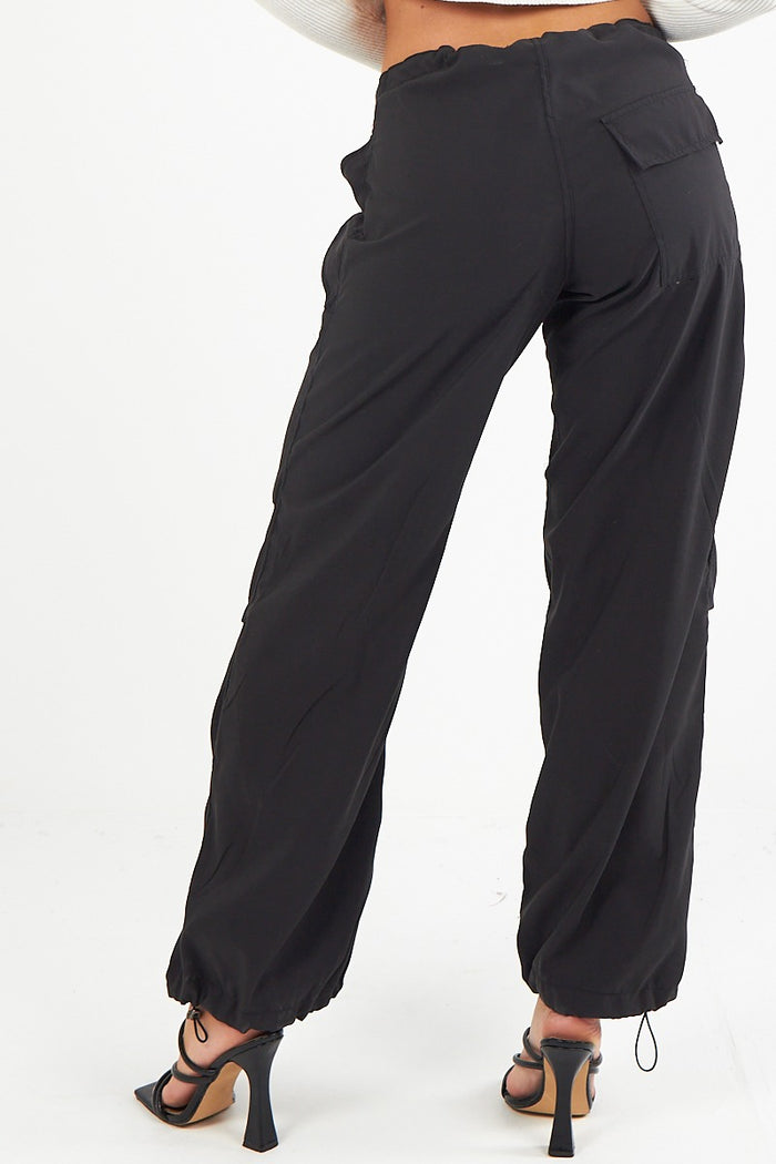 CARGO BAGGY TECH PANT TROUSER-BLACK