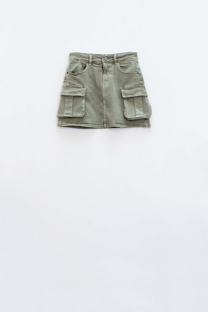 Cargo mini skirt in khaki