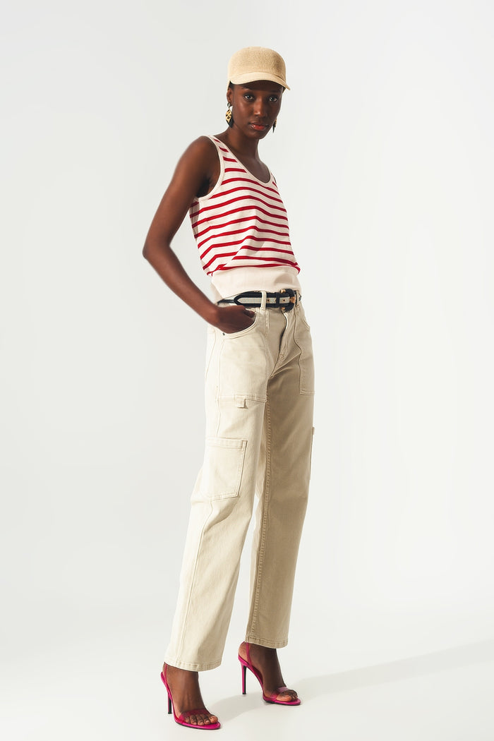 Cargo pants in beige - Coloured Jeans