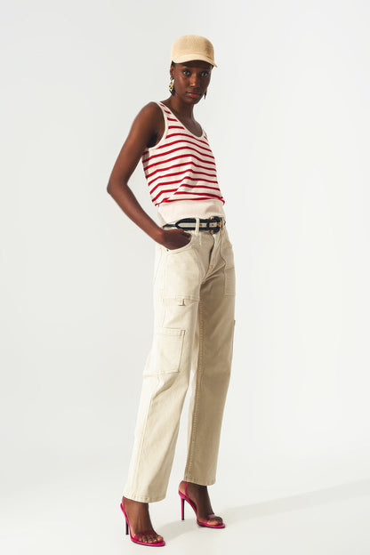 Cargo pants in beige - Coloured Jeans