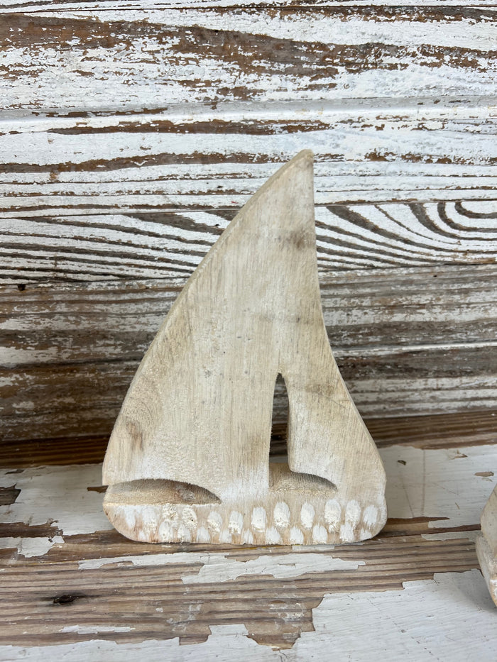 Carved Wood Sailboat Set
