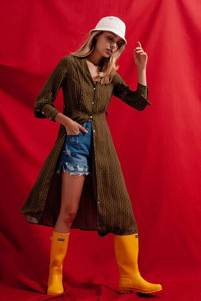 Check print shirt midaxi dress - dress