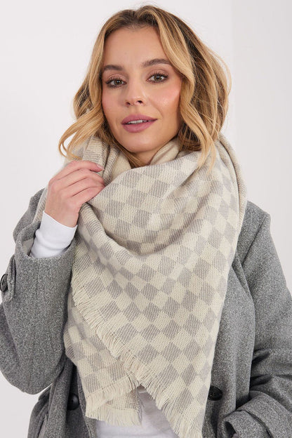 Checked Pattern Shawl for Women - Stylish & Versatile beige one-size-fits-all - Scarves