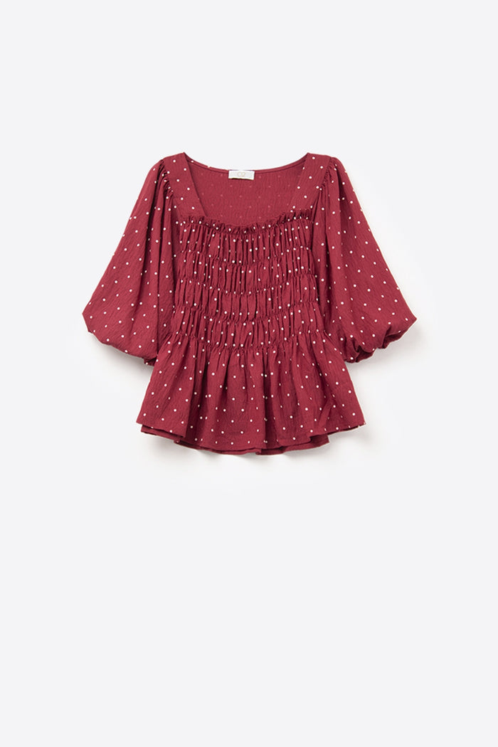 Chic Red Polka-Dot Cropped Top fitted at the waist