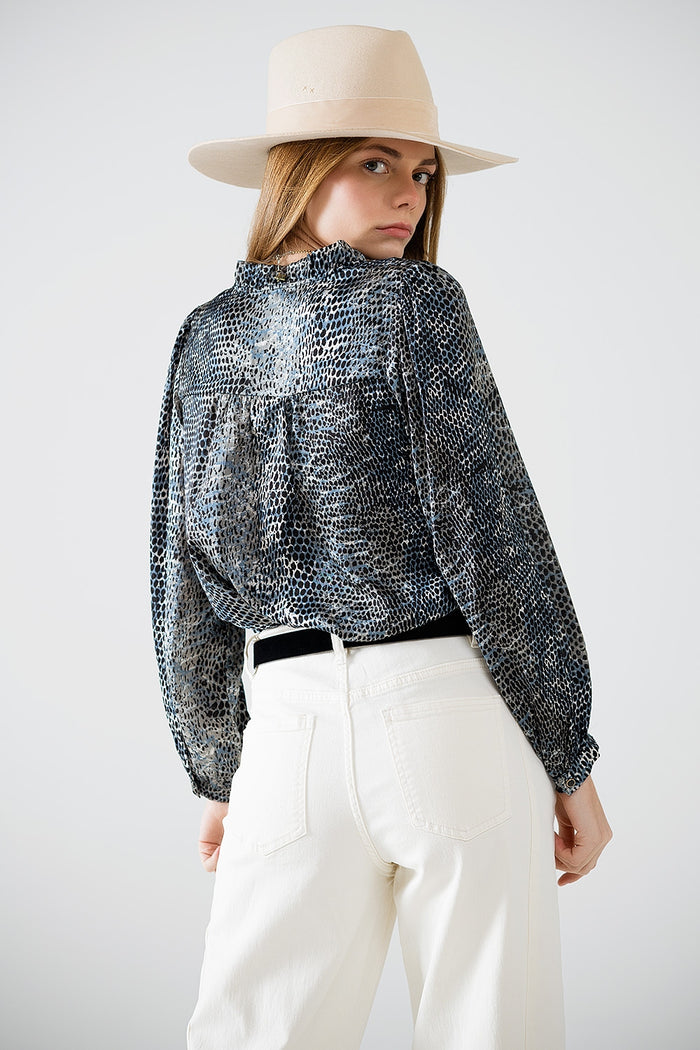 chiffon blouse in grey leopard print - Shirts