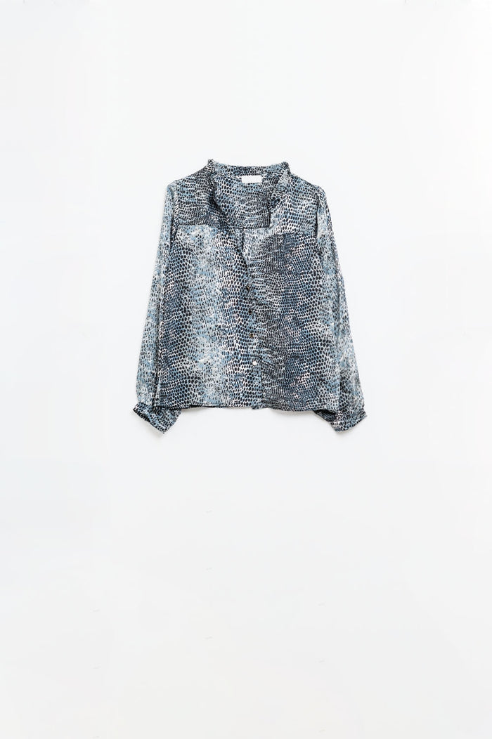 chiffon blouse in grey leopard print - Shirts