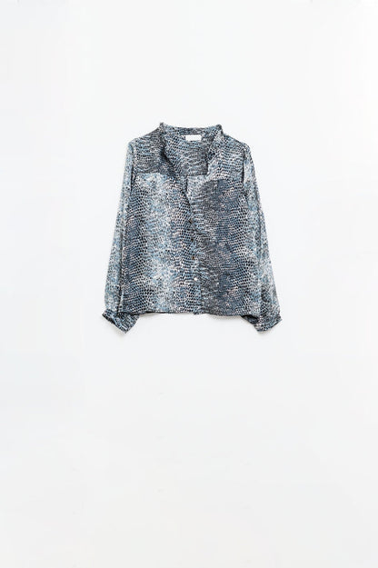chiffon blouse in grey leopard print - Shirts