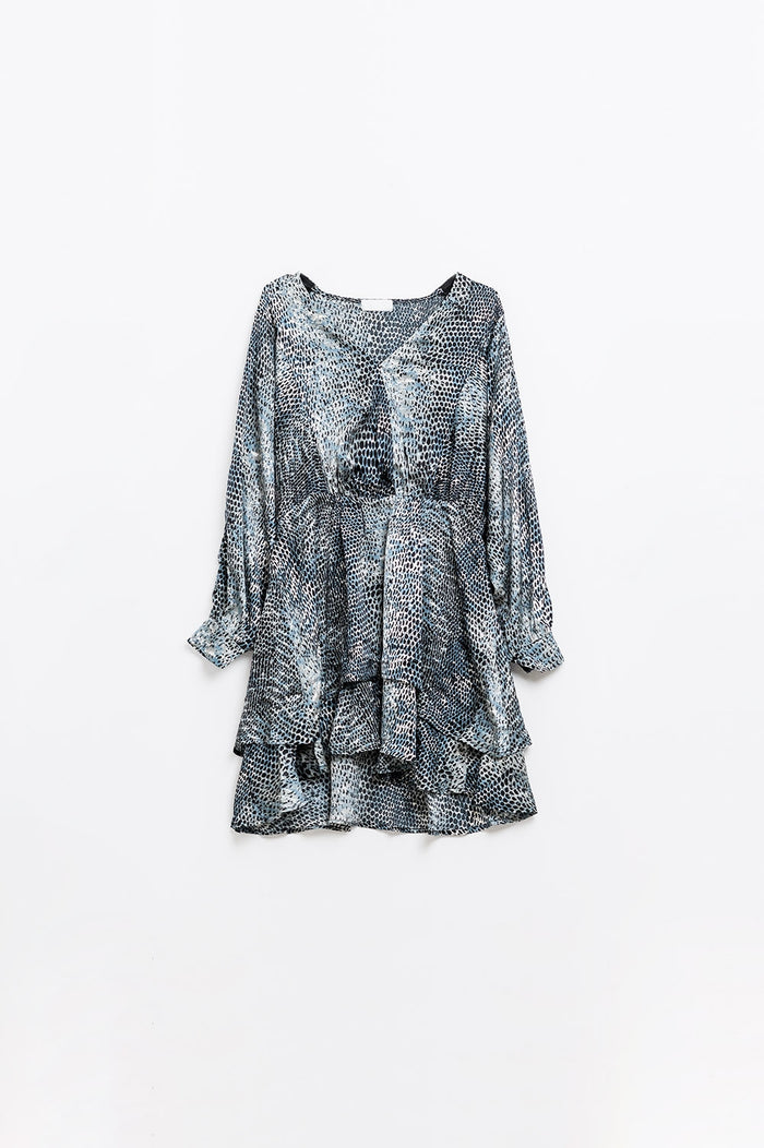 chiffon dress in grey leopard print - dress