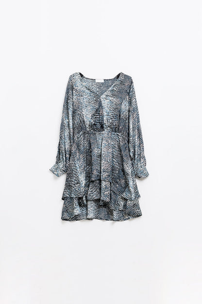 chiffon dress in grey leopard print - dress