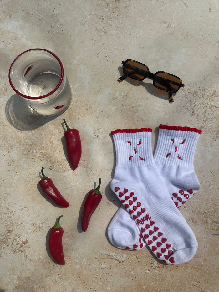 Yoga red chili socks