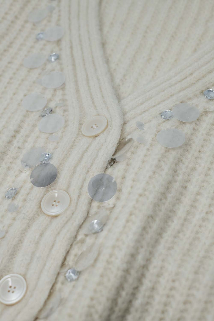 Chunky knit cardigan with sequin detail