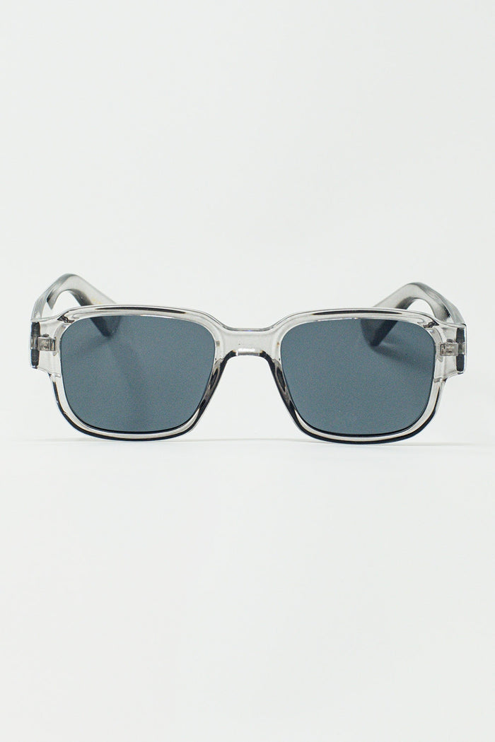 Chunky Square Sunglasses In Crystal Grey
