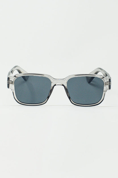 Chunky Square Sunglasses In Crystal Grey