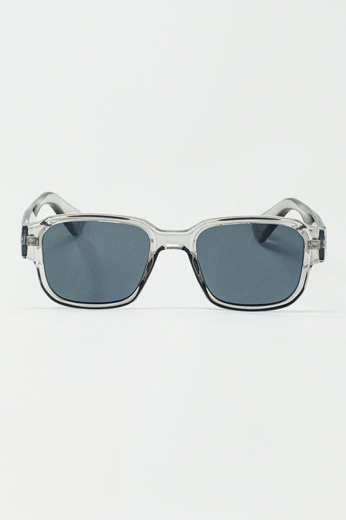 Chunky Square Sunglasses In Crystal Grey