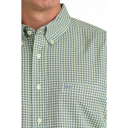 Cinch Men's S/S Arenaflex Western Button Down Shirt in Green