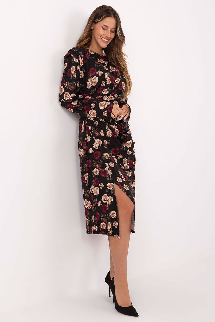 Classic Floral Midi Dress for Women - Dresses