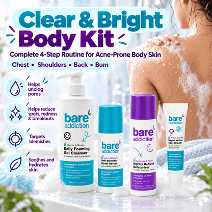 Clear & Bright Body Kit – Complete 4-Step Routine for Body Acne-Prone Skin