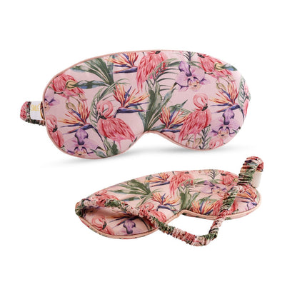 Cloud Padded Satin Sleep Mask - Flamingo Paradise Print - Cloud Sleep Mask