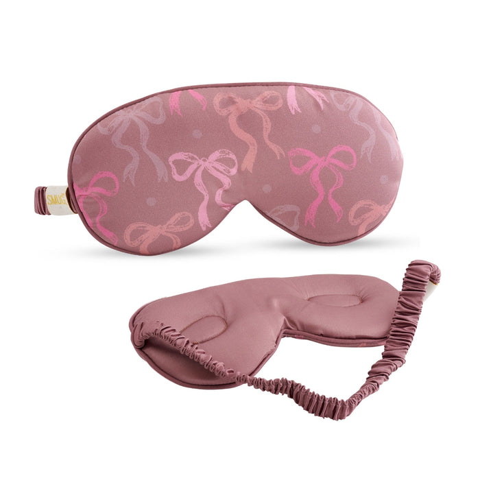 Cloud Padded Satin Sleep Mask - Mocha Bows Print - Cloud Sleep Mask