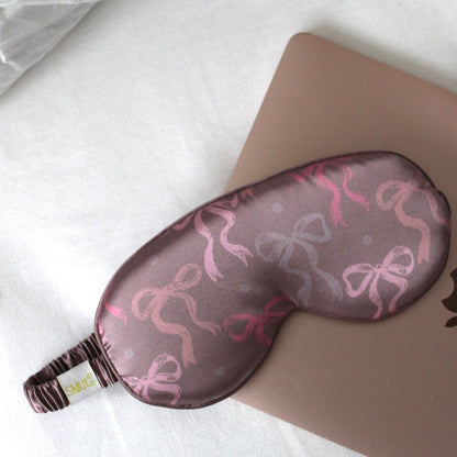 Cloud Padded Satin Sleep Mask - Mocha Bows Print - Cloud Sleep Mask