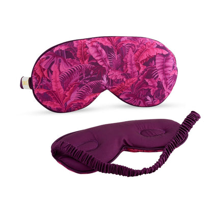 Cloud Padded Satin Sleep Mask - Pink Fern Print - Cloud Sleep Mask