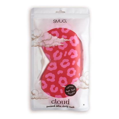 Cloud Padded Satin Sleep Mask - Red Leopard Print - Cloud Sleep Mask