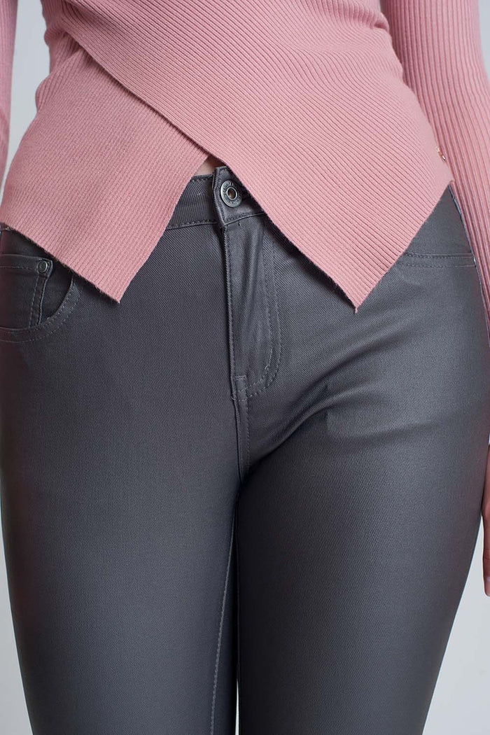Coated pants in gray - trousers