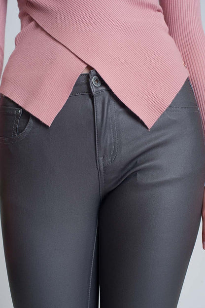 Coated pants in gray - trousers