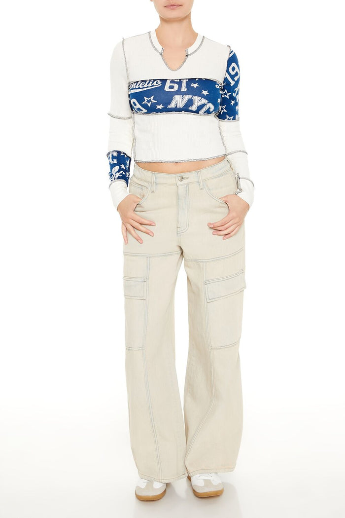 Colorblock Split-Neck Crop Top