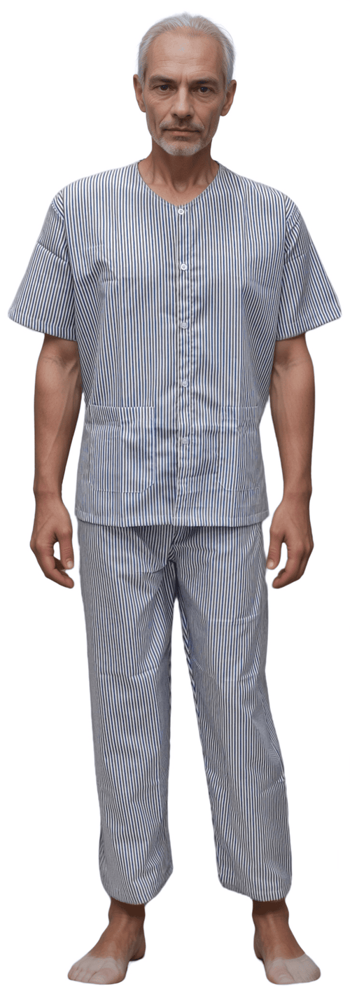 Comfortable Patient Dress – Stylish French Blue Shirt and Pajama Design - J R GARMENTS