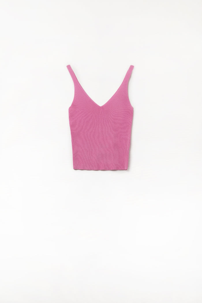 Comfy Ribbed knitted Tank Top in Fuchsia