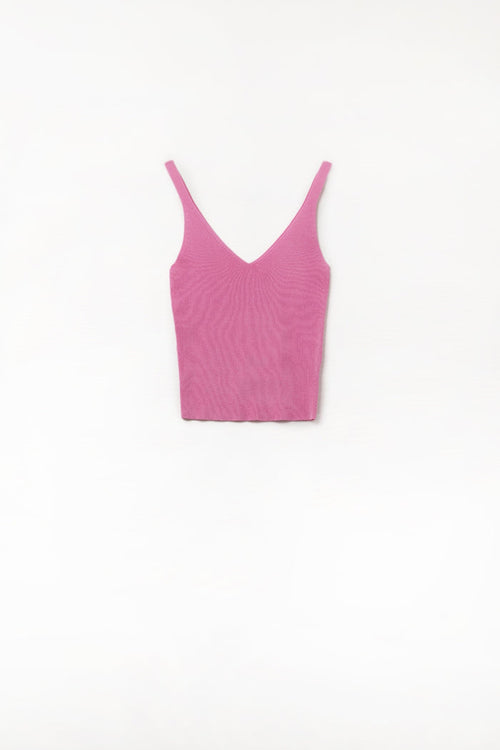 Comfy Ribbed knitted Tank Top in Fuchsia