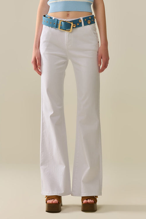 Comfy Stretcy White Flared Pants - trousers