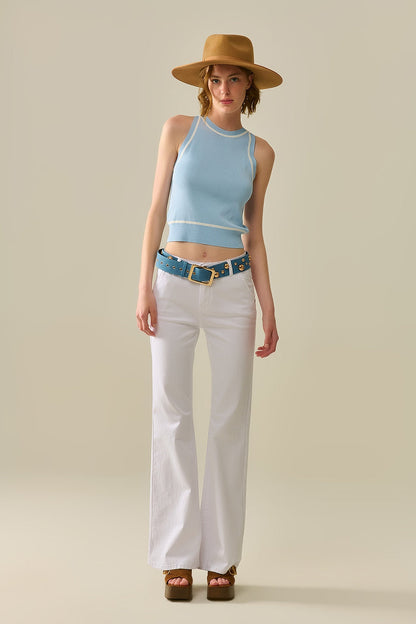 Comfy Stretcy White Flared Pants - trousers