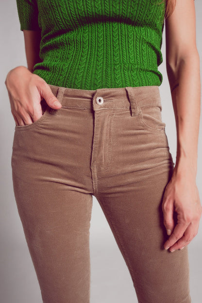 Cord flare in beige - trousers