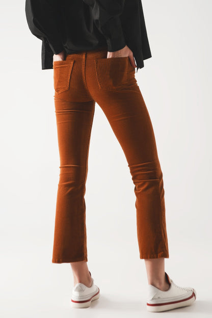 Cord flare in camel - trousers