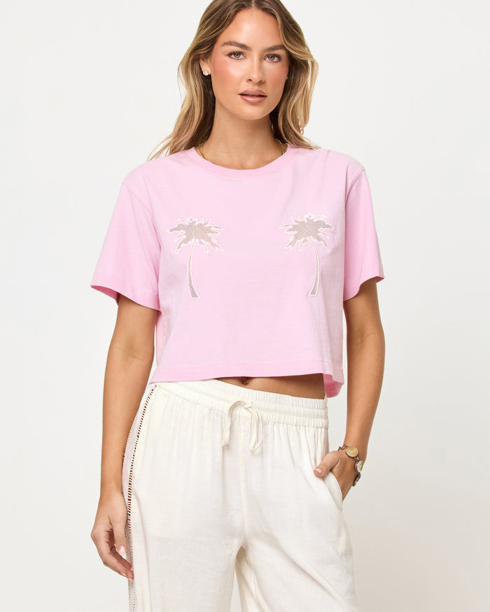 Rosewater | Badge:New Arrival_#B2AC88_#ffffff'
LSPACE Core top in Rosewater, close-up front view on model.