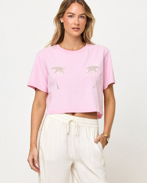 Rosewater | Badge:New Arrival_#B2AC88_#ffffff'
LSPACE Core top in Rosewater, close-up front view on model.