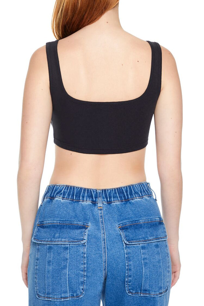 Corset Curved-Hem Crop Top