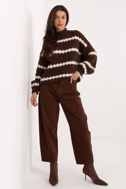 Cotton Blend Balloon Jeans for Women brown - Jeans