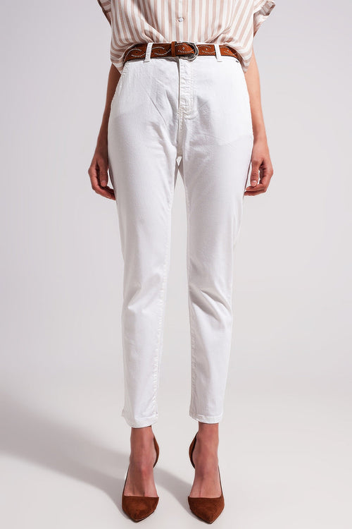 Cotton blend pants in white - Coloured Jeans
