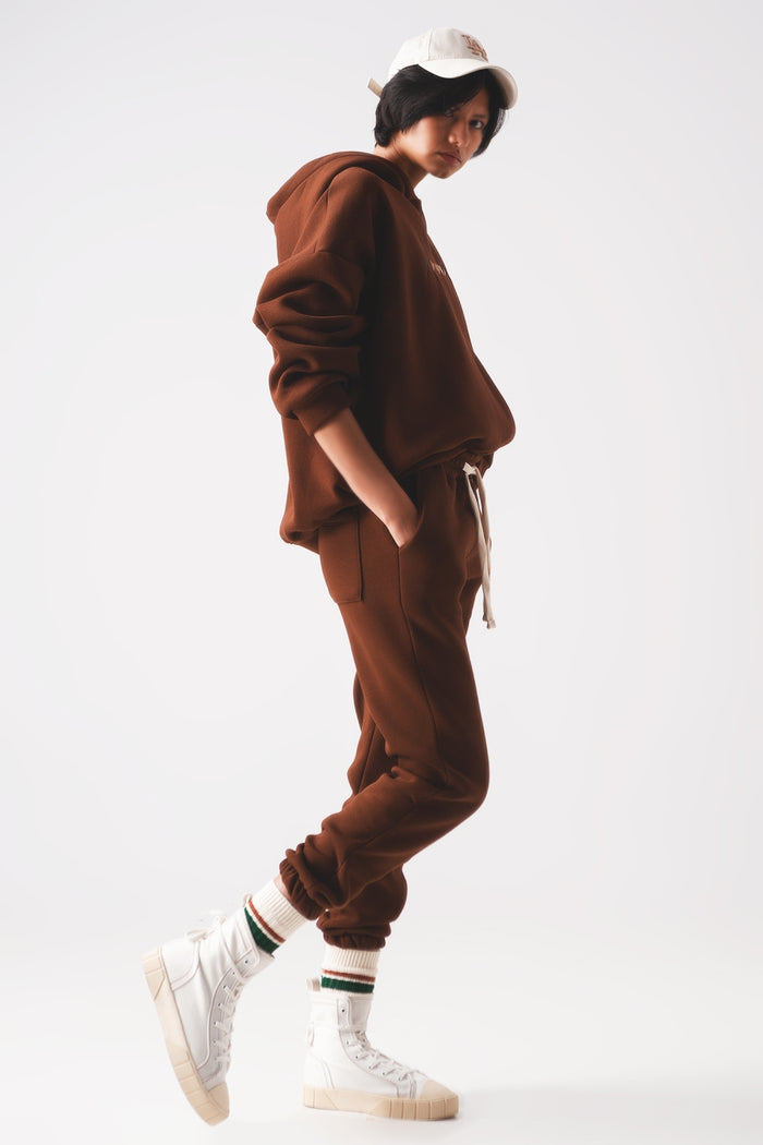 Cotton jogger in brown - trousers